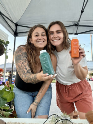 2 girls with Sage and Indigo Juices